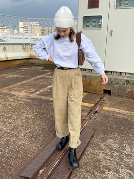「mignon（ミニョン）のアイテム（帽子）」を使った、mioさん（レディース・165cm）の冬コーディネート
