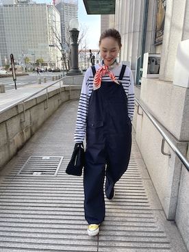 「mignon（ミニョン）のアイテム（オールインワン・サロペット）」を使った、mioさん（レディース・165cm）の春コーディネート