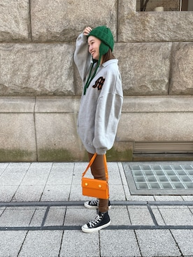 「mignon（ミニョン）のアイテム（帽子）」を使った、mioさん（レディース・165cm）の冬コーディネート