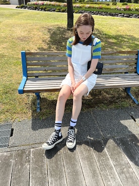 「mignon（ミニョン）のアイテム（オールインワン・サロペット）」を使った、mioさん（レディース・165cm）の春コーディネート