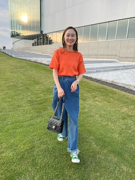 「mignon（ミニョン）のアイテム（デニムパンツ）」を使った、mioさん（レディース・165cm）の夏コーディネート