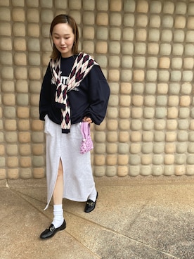 「mignon（ミニョン）のアイテム（スウェット）」を使った、mioさん（レディース・165cm）の夏コーディネート