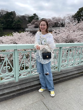 「mignon（ミニョン）のアイテム（デニムパンツ）」を使った、mioさん（レディース・165cm）の春コーディネート