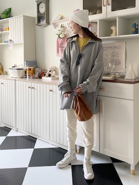 「mignon（ミニョン）のアイテム（帽子）」を使った、mioさん（レディース・165cm）の冬コーディネート