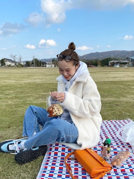 「mignon（ミニョン）のアイテム（スウェット）」を使った、mioさん（レディース・165cm）の秋コーディネート