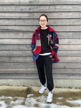 「mignon（ミニョン）のアイテム（スウェット）」を使った、mioさん（レディース・165cm）の冬コーディネート
