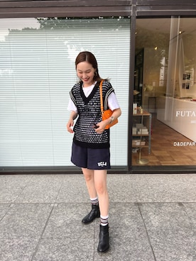 「mignon（ミニョン）のアイテム（スウェットパンツ）」を使った、mioさん（レディース・165cm）の春コーディネート