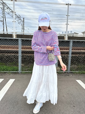 「mignon（ミニョン）のアイテム（帽子）」を使った、mioさん（レディース・165cm）の春コーディネート