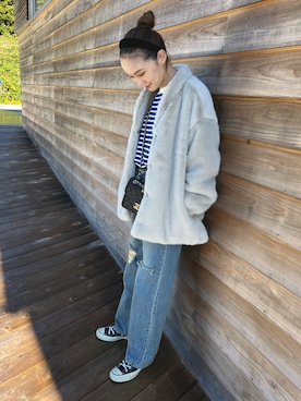 「mignon（ミニョン）のアイテム（ジャケット/アウター）」を使った、mioさん（レディース・165cm）の秋コーディネート