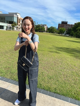 「mignon（ミニョン）のアイテム（オールインワン・サロペット）」を使った、mioさん（レディース・165cm）の夏コーディネート