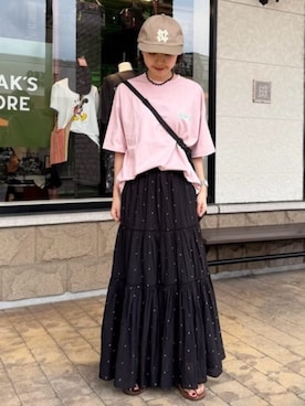 「FREAK'S STORE（フリークスストア）の限定展開 KAVU×FREAK'S STORE/カブー 別注 ビッグシルエット バックプリント Tシャツ / DOG（Tシャツ/カットソー、ピンク系）」を使った、FREAK'S STORE HEAD OFFICE MENさん（メンズ・170cm）の夏コーディネート