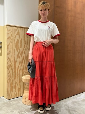 「大きいサイズレディースファッション」｜「アイテム（キャップ）」を使った、FREAK'S STORE HEAD OFFICE MENさん（レディース・167cm）の春コーディネート