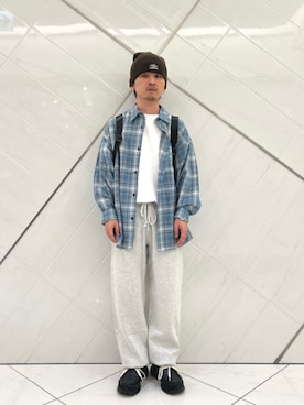 「タックイン」｜「アイテム（スウェットパンツ）」を使った、FREAK'S STORE HEAD OFFICE MENさん（メンズ・165cm）の夏コーディネート