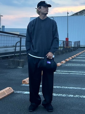 「FREAK'S STORE（フリークスストア）の限定展開 Relax Fit リラックスフィット イージーケア ウォッシャブル ヘンリーネックニット（ニット/セーター）」を使った、FREAK'S STORE HEAD OFFICE MENさん（メンズ・173cm）の秋コーディネート