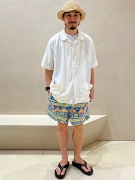 「FREAK'S STORE（フリークスストア）のアイテム（帽子）」を使った、FREAK'S STORE HEAD OFFICE MENさん（メンズ・174cm）の夏コーディネート
