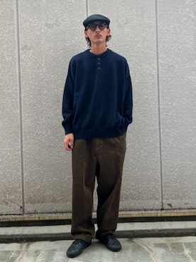 「FREAK'S STORE（フリークスストア）の限定展開 Relax Fit リラックスフィット イージーケア ウォッシャブル ヘンリーネックニット（ニット/セーター）」を使った、FREAK'S STORE HEAD OFFICE MENさん（メンズ・172cm）の秋コーディネート