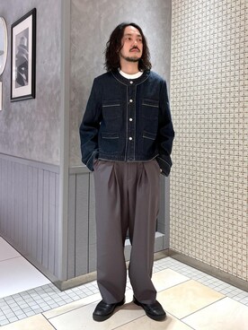 「ADAM ET ROPE'（アダムエロペ）のアイテム（デニムジャケット）」を使った、モリタさん（メンズ・171cm）の春コーディネート