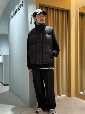 「アイテム（ダウンベスト）」を使った、モリタさん（メンズ・171cm）の秋コーディネート