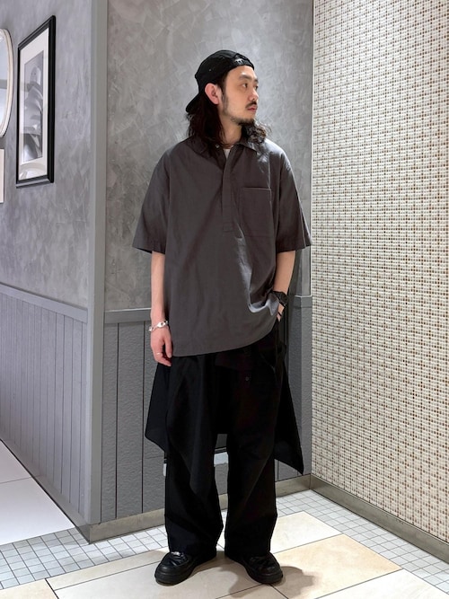 コットンリネン スキッパー ショートスリーブ シャツ / ロングシーズン着用可能