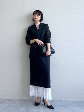 「SNAP_apart by lowrys」｜「アイテム（ノーカラージャケット）」を使った、ａｉｋａさん（レディース・168cm）の冬コーディネート