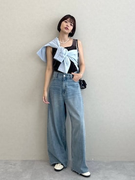「A part by（アパートバイ）のルーズデニム（デニムパンツ）」を使った、ａｉｋａさん（レディース・168cm）の秋コーディネート