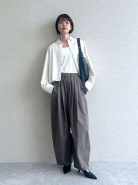 「A part by（アパートバイ）のショートオックスシャツ≪追加2≫（シャツ/ブラウス）」を使った、ａｉｋａさん（レディース・168cm）の秋コーディネート