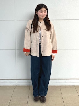 「FREAK'S STORE（フリークスストア）の限定展開　裏配色 スナップ ニット カーディガン（カーディガン/ボレロ）」を使った、FREAK'S STORE HEAD OFFICE WOMENさん（レディース・161cm）の秋コーディネート