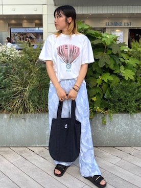「FREAK'S STORE（フリークスストア）のGOOD ROCK SPEED/グッドロックスピード THE WHO T-SHIRT/ロックTシャツ/ ザ・フー（Tシャツ/カットソー、ホワイト系）」を使った、FREAK'S STORE HEAD OFFICE WOMENさん（レディース・160cm）の春コーディネート