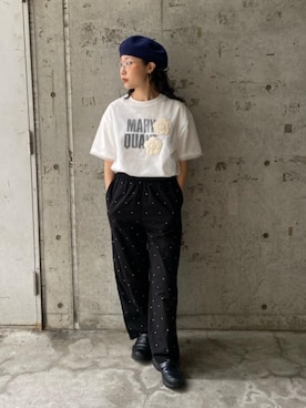 「PUBLUX（パブリュクス）のMARY QUANT × PUBLUX/マリークワント チュール レイヤード ロゴ フラワー Tシャツ　限定展開（Tシャツ/カットソー、ホワイト系）」を使った、FREAK'S STORE HEAD OFFICE WOMENさん（レディース・160cm）の春コーディネート