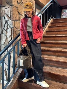 「アイテム（キャップ）」を使った、FREAK'S STORE HEAD OFFICE WOMENさん（レディース・162cm）の冬コーディネート