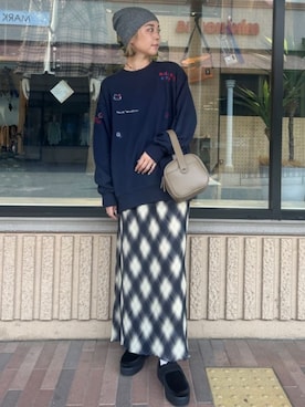 「FREAK'S STORE（フリークスストア）のアイテム（スカート）」を使った、FREAK'S STORE HEAD OFFICE WOMENさん（レディース・160cm）の秋コーディネート