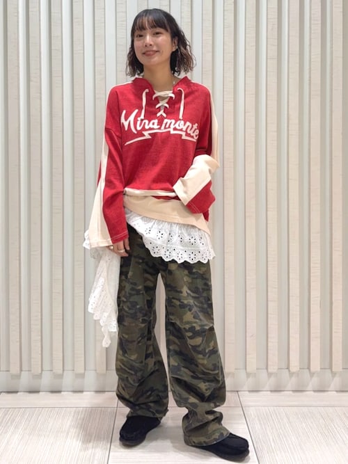 セール】ワンウォッシュ カモ柄パンツ/迷彩ワイドパンツ/カモ柄