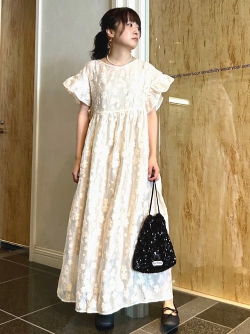 FREAK'S STORE シアージャガードフレンチスリーブワンピース セール】限定展開 シアージャガードフレンチスリーブワンピース