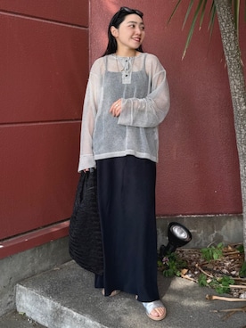「FREAK'S STORE（フリークスストア）のナロースカート/Iラインスカート（スカート、ブラック系）」を使った、FREAK'S STORE HEAD OFFICE WOMENさん（レディース・159cm）の夏コーディネート