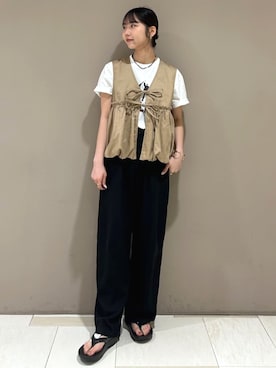 「FREAK'S STORE（フリークスストア）のGOOD ROCK SPEED/グッドロックスピード THE BEATLES T-SHIRT/ロックTシャツ/ザ・ビートルズ（Tシャツ/カットソー、ホワイト系）」を使った、FREAK'S STORE HEAD OFFICE WOMENさん（レディース・159cm）の夏コーディネート