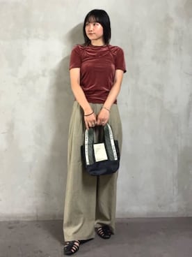 「FREAK'S STORE（フリークスストア）のシアーベロアTシャツセット/シアーTシャツ（Tシャツ/カットソー、ピンク系）」を使った、FREAK'S STORE HEAD OFFICE WOMENさん（レディース・147cm）の夏コーディネート