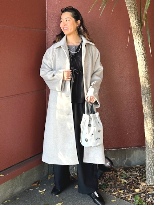 セール】＜低身長サイズあり＞ビーバーロングコート/ステンカラー