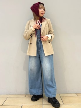 「FREAK'S STORE（フリークスストア）のアイテム（オールインワン・サロペット）」を使った、FREAK'S STORE HEAD OFFICE WOMENさん（レディース・155cm）の春コーディネート