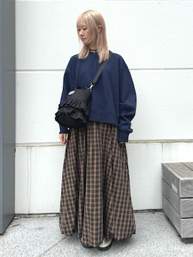 「FREAK'S STORE（フリークスストア）のアイテム（スカート）」を使った、FREAK'S STORE HEAD OFFICE WOMENさん（レディース・153cm）の秋コーディネート