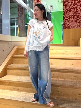 「Freada（フリーダ）のアイテム（パンツ）」を使った、FREAK'S STORE HEAD OFFICE WOMENさん（レディース・147cm）の夏コーディネート