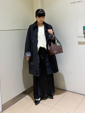 「FREAK'S STORE（フリークスストア）のオーバーサイズ メッシュニットプルオーバー/ ルーズ シアーニット（ニット/セーター、ホワイト系）」を使った、FREAK'S STORE HEAD OFFICE WOMENさん（レディース・154cm）の秋コーディネート