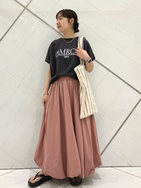 「FREAK'S STORE（フリークスストア）のBONGUSTA/ボングスタ NARAM TOTEBAG/ボングスタ トートバッグ（トートバッグ、ベージュ系）」を使った、FREAK'S STORE HEAD OFFICE WOMENさん（レディース・160cm）の春コーディネート