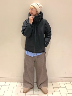 「アイテム（ニットキャップ/ビーニー、ホワイト系）」を使った、FREAK'S STORE HEAD OFFICE WOMENさん（レディース・160cm）の冬コーディネート