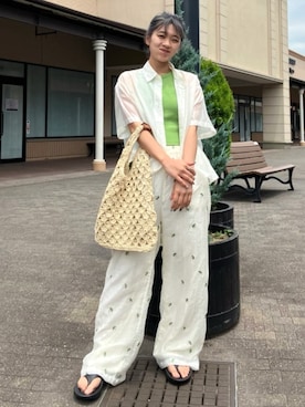 「FREAK'S STORE（フリークスストア）の限定展開　カップ付き アメスリ リブ タンクトップ（タンクトップ）」を使った、FREAK'S STORE HEAD OFFICE WOMENさん（レディース・160cm）の夏コーディネート