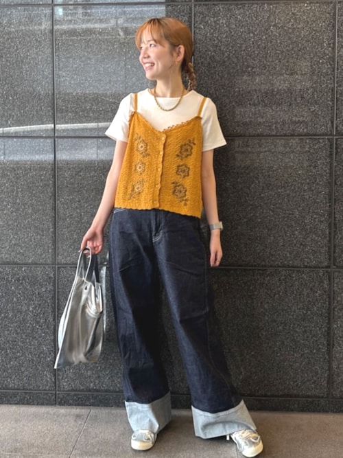 セール】透かし編み ビーズ刺繍キャミソール ビスチェ（キャミソール