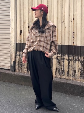 「FREAK'S STORE（フリークスストア）のNew Era/ニューエラ 9TWENTY NY/ナイントゥエンティ ニューヨーク・ヤンキース（キャップ、レッド系）」を使った、FREAK'S STORE HEAD OFFICE WOMENさん（レディース・154cm）の秋コーディネート