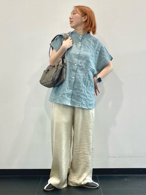 限定展開　ナチュラル ポコポコ フレンチスリーブ ブラウス