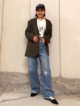 「FREAK'S STORE（フリークスストア）のアイテム（テーラードジャケット）」を使った、FREAK'S STORE HEAD OFFICE WOMENさん（レディース・153cm）の秋コーディネート