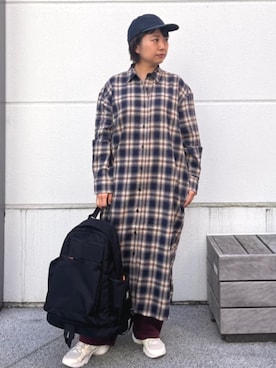 「アイテム（シャツワンピース）」を使った、FREAK'S STORE HEAD OFFICE WOMENさん（レディース・160cm）の秋コーディネート