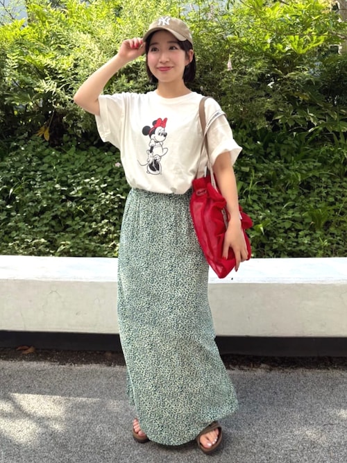 ＊難あり※フルーツパーラー スカート コットンレーヨンビエラパッチワークフラワープリント×エステル